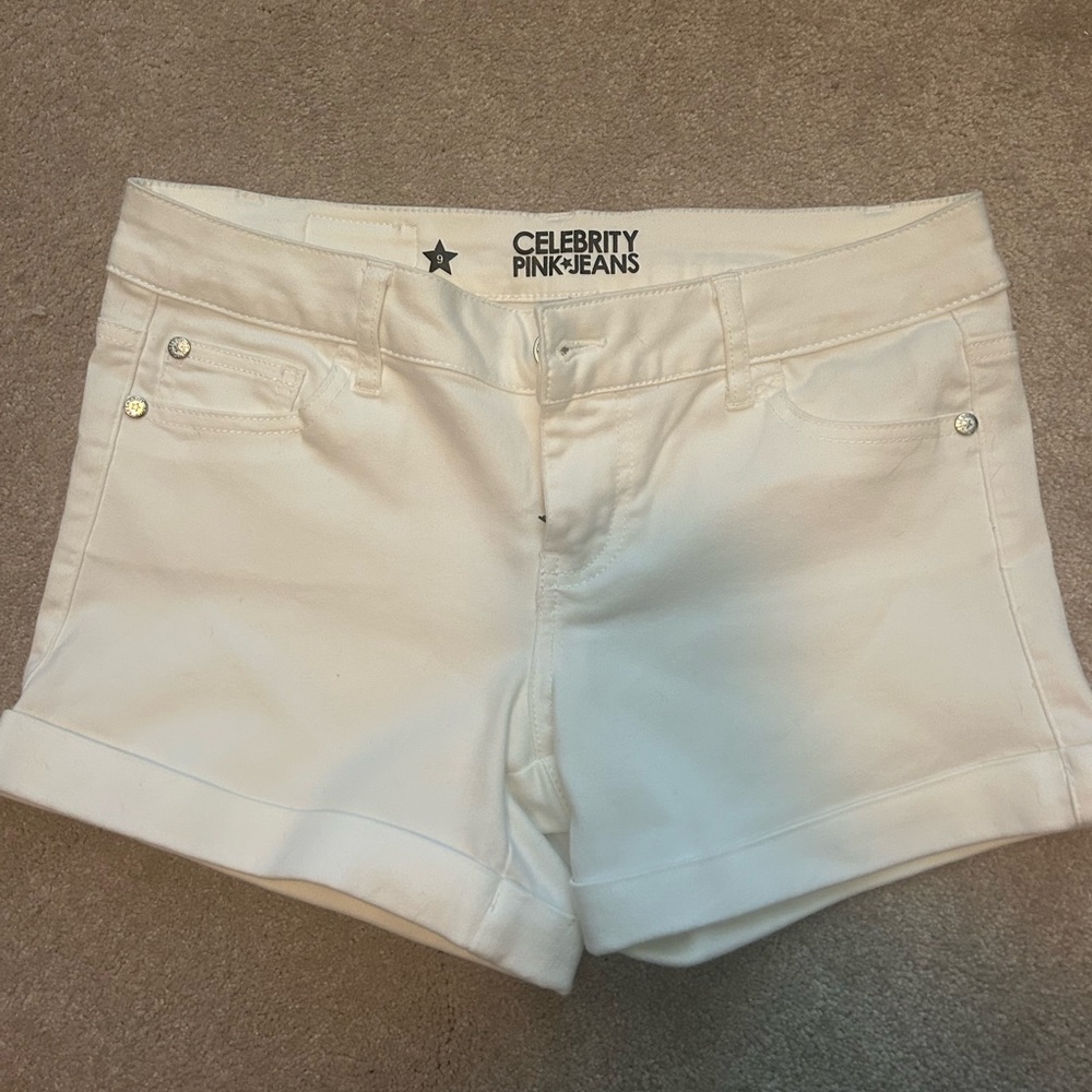 celebrity pink white shorts